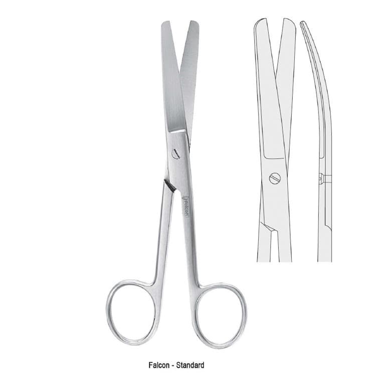 Scissors Falcon-Standard blunt/blunt curved 185mm – oficiali Falcon Medical produkto nuotrauka