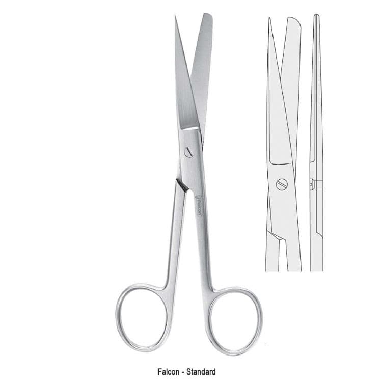 Scissors Falcon-Standard bl/sh straight 130mm – oficiali Falcon Medical produkto nuotrauka