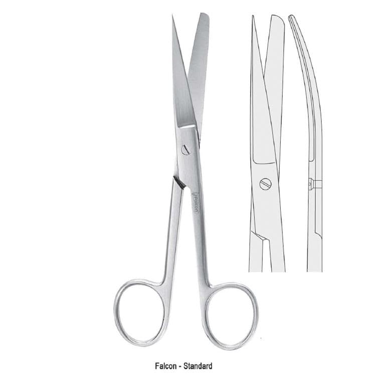 Scissors Falcon-Standard bl/sh curved 185mm – oficiali Falcon Medical produkto nuotrauka