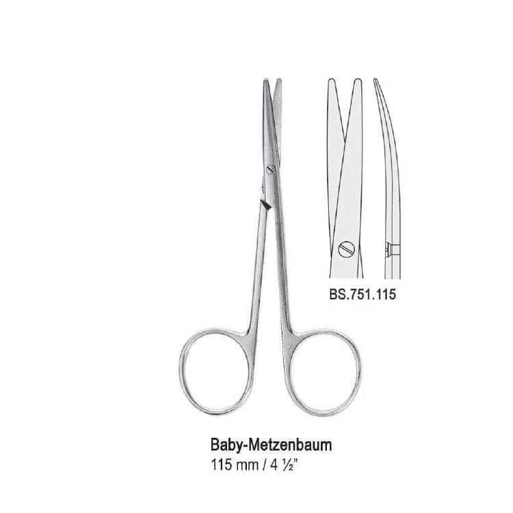 Scissors Baby-Metzenbaum curved 115mm – oficiali Falcon Medical produkto nuotrauka