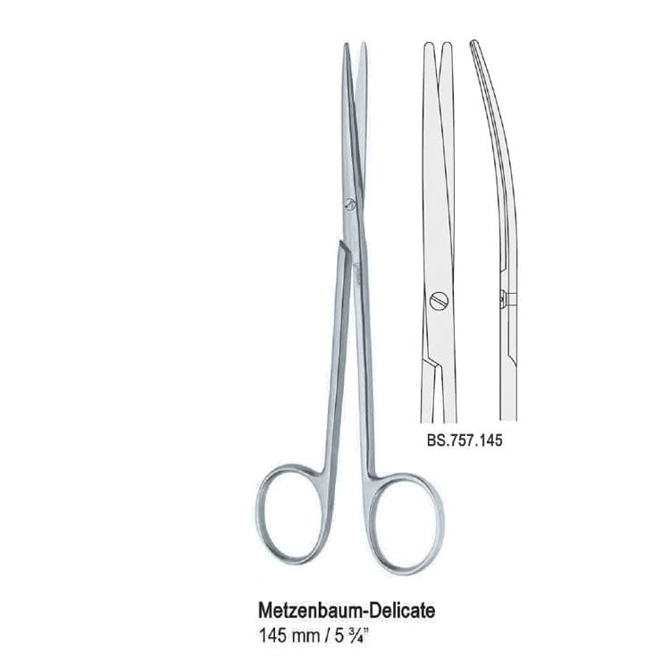 Scissors Metzenbaum Fino curved 145mm delicate – oficiali Falcon Medical produkto nuotrauka