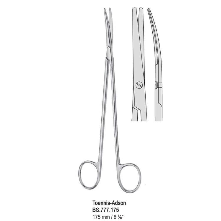 Scissors Toennis-Adson curved 175mm – oficiali Falcon Medical produkto nuotrauka