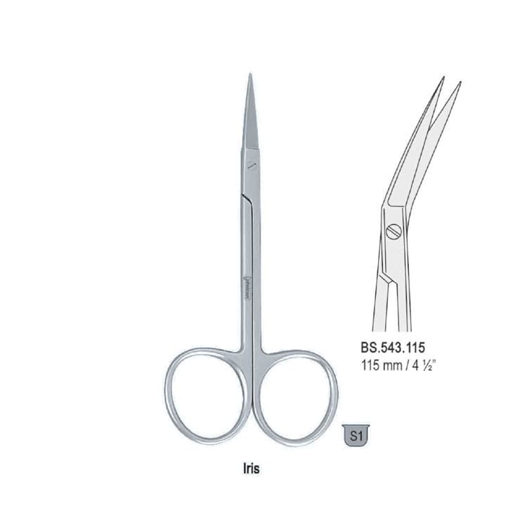 Scissors Iris angled 115mm – oficiali Falcon Medical produkto nuotrauka