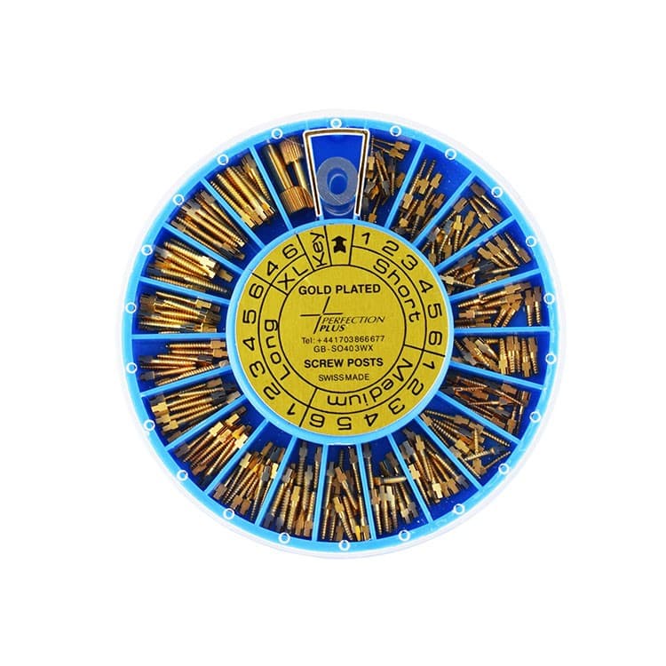 Gold screw posts assorted kit 240 pieces with post keys – oficiali Falcon Medical produkto nuotrauka
