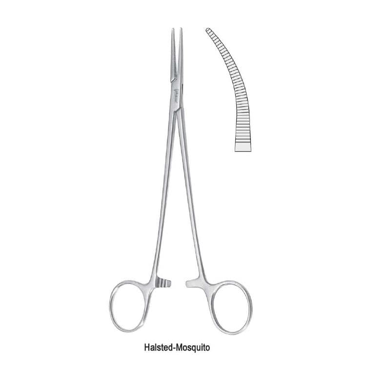 Forceps artery Halsted Mosquito curved 185mm – oficiali Falcon Medical produkto nuotrauka