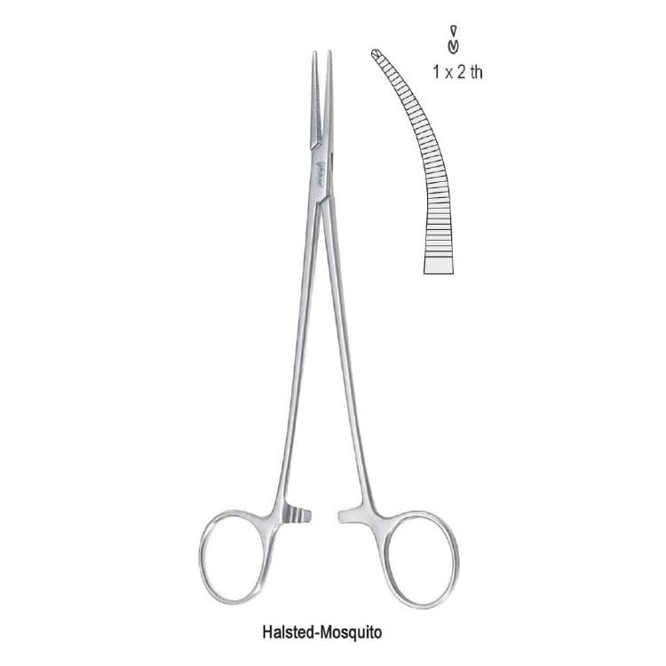 Forceps artery Halsted Mosquito 1x2th curved 210mm – oficiali Falcon Medical produkto nuotrauka