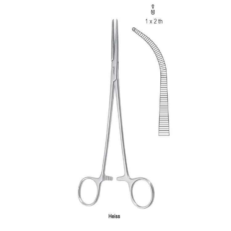 Forceps artery Heiss 1x2th more curved 205mm – oficiali Falcon Medical produkto nuotrauka