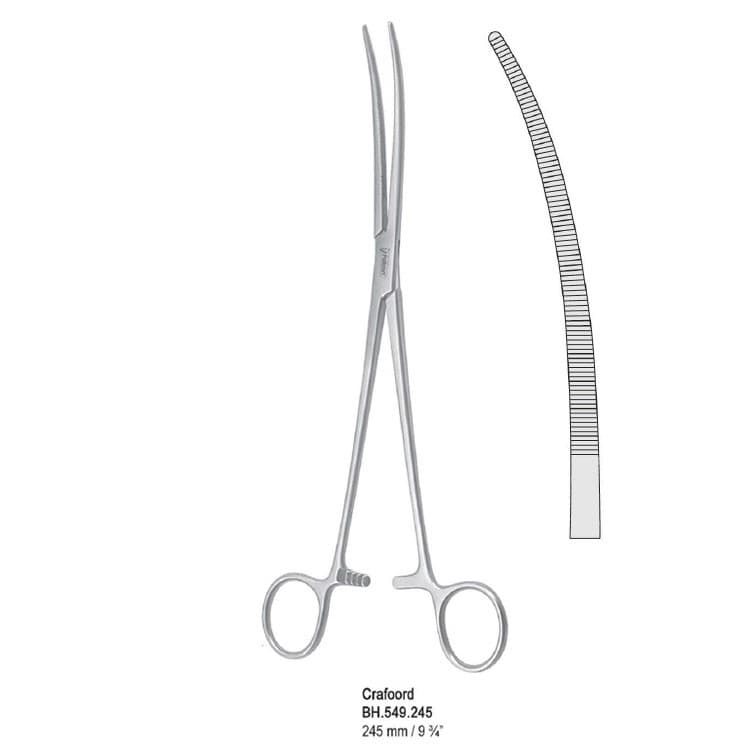 Forceps artery Crafoord curved 245mm – oficiali Falcon Medical produkto nuotrauka