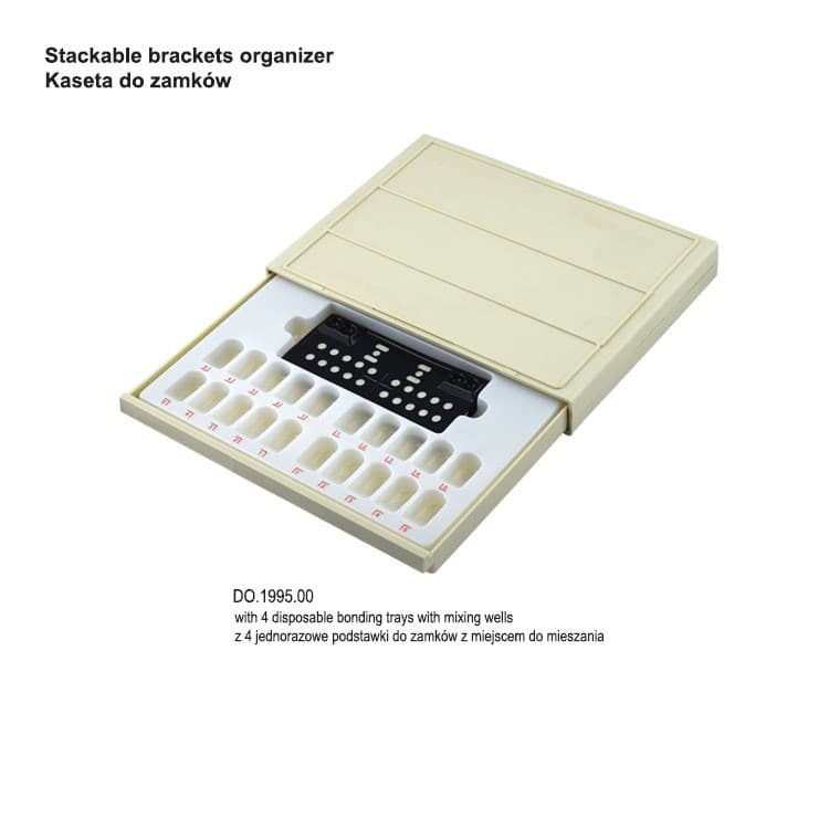 Stackable brackets organizer with 4 disposable bonding trays with mixing wells – oficiali Falcon Medical produkto nuotrauka