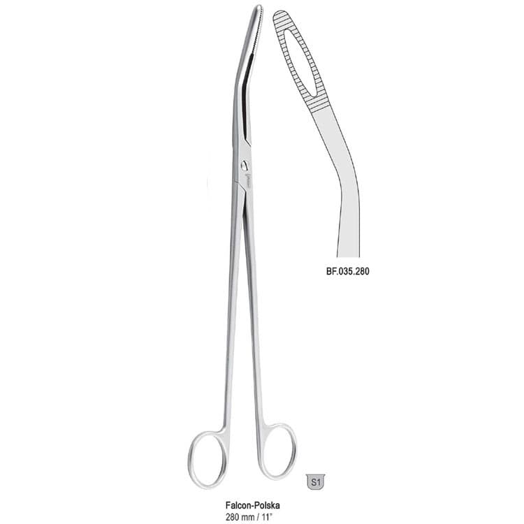 Forceps dressing Falcon-Polska curved 280mm – oficiali Falcon Medical produkto nuotrauka