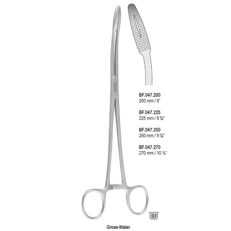Forceps dressing Gross-Maier with ratchet curved 225mm – oficiali Falcon Medical produkto nuotrauka