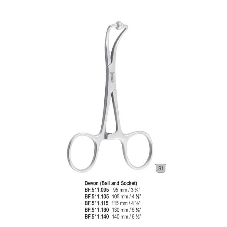 Forceps towel Devon (ball and socket) non-tearing 130mm – oficiali Falcon Medical produkto nuotrauka