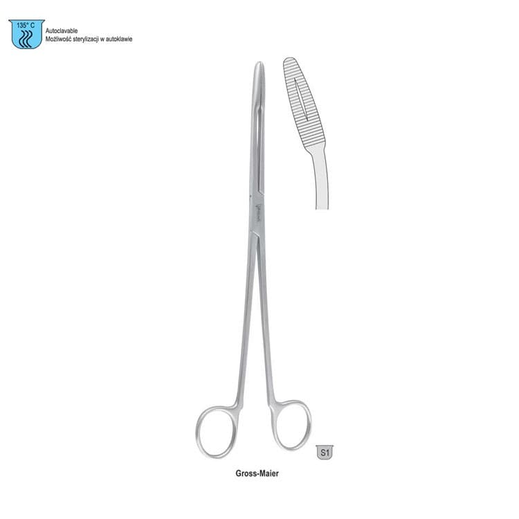 Forceps dressing Gross-Maier without ratchet curved 250mm – oficiali Falcon Medical produkto nuotrauka