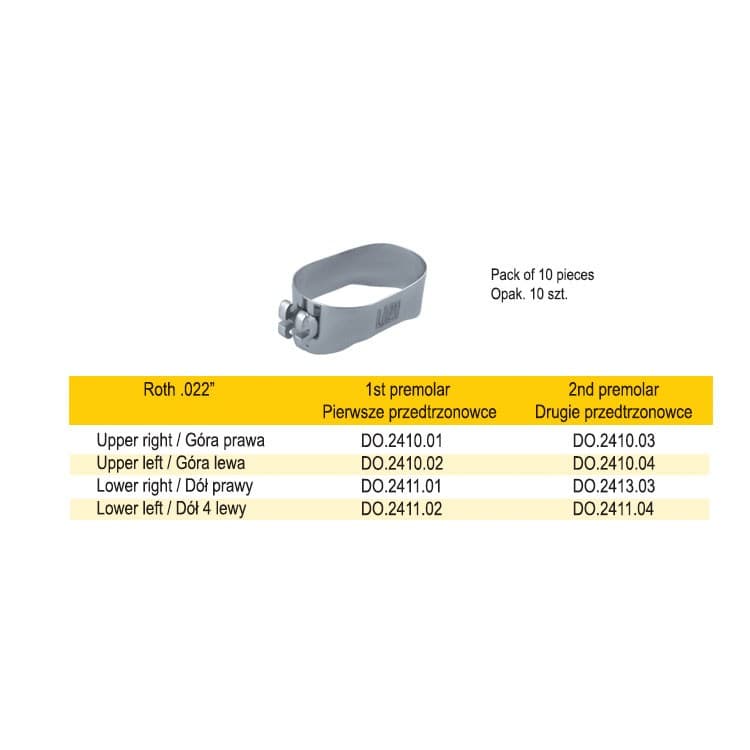 Brackets weldable for 1st premolar bands .022″ Roth upper right 4 (Pack of 10 pieces) – oficiali Falcon Medical produkto nuotrauka