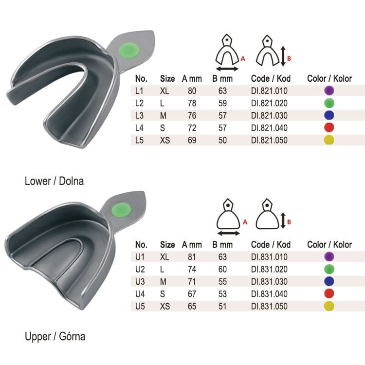 ID-Color Impression trays regular USA model solid set of 10 – oficiali Falcon Medical produkto nuotrauka