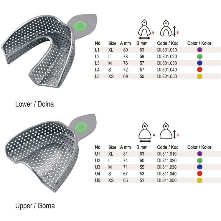 ID-Color Impression trays regular USA model perforated set of 10 – oficiali Falcon Medical produkto nuotrauka