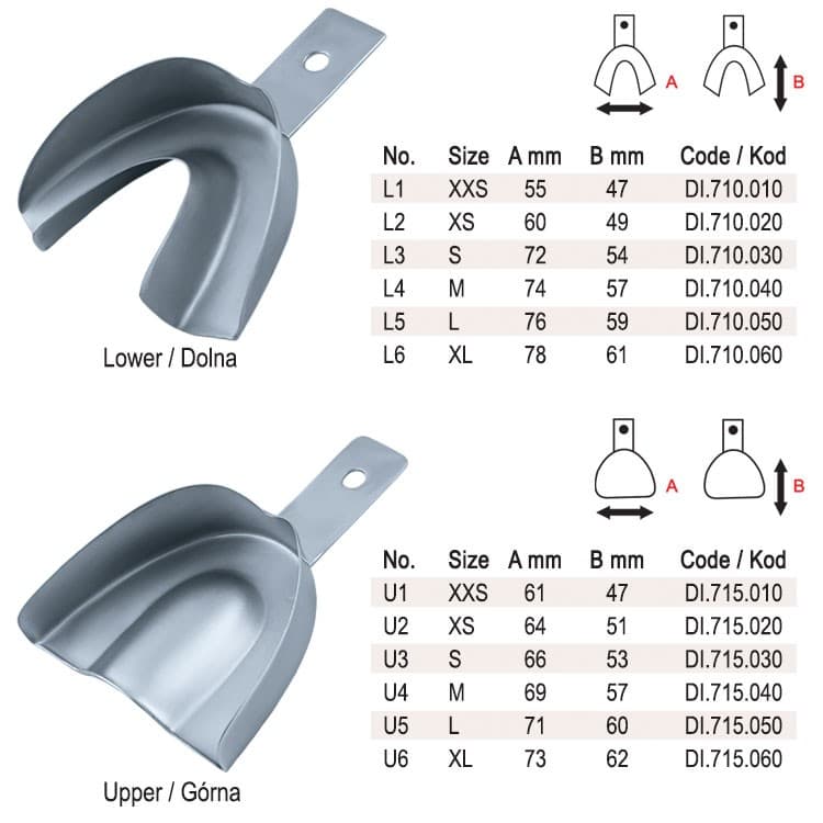 Impression trays regular solid without rim set of 12 – oficiali Falcon Medical produkto nuotrauka