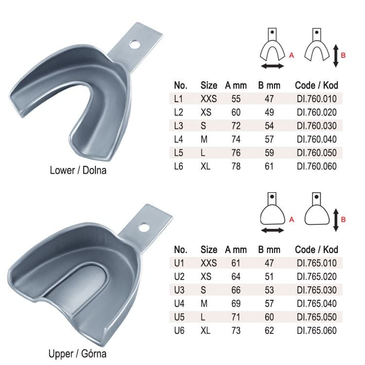 Impression trays regular solid set of 6 – oficiali Falcon Medical produkto nuotrauka