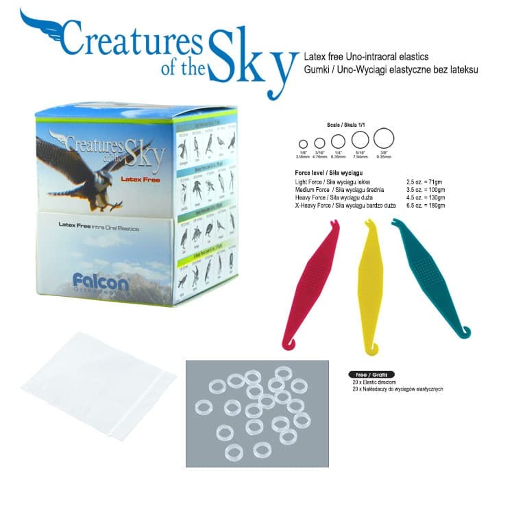 Uno-Elastics latex free clear light force (2.5 oz.) Pack of 2000 etastics + 20 directors – oficiali Falcon Medical produkto nuotrauka