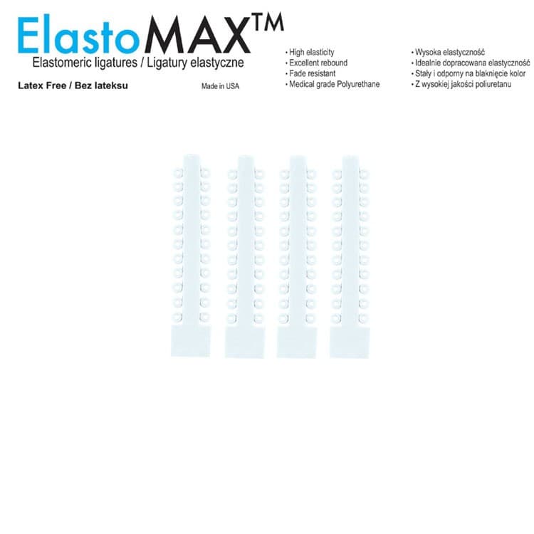 ElastoMax Ultra Silicone ligatures clear (46 sticks, 1012 ligatures) – oficiali Falcon Medical produkto nuotrauka
