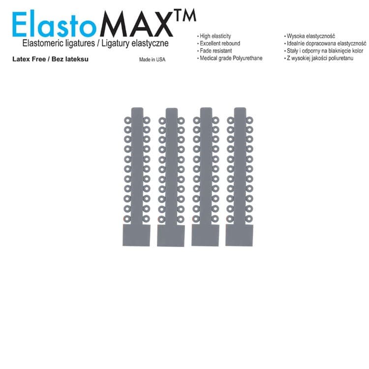 ElastoMax Ultra Silicone ligatures gray (46 sticks, 1012 ligatures) – oficiali Falcon Medical produkto nuotrauka