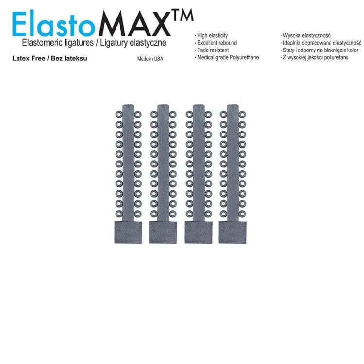 ElastoMax Ultra Silicone ligatures metallic silver (46 sticks, 1012 ligatures) – oficiali Falcon Medical produkto nuotrauka