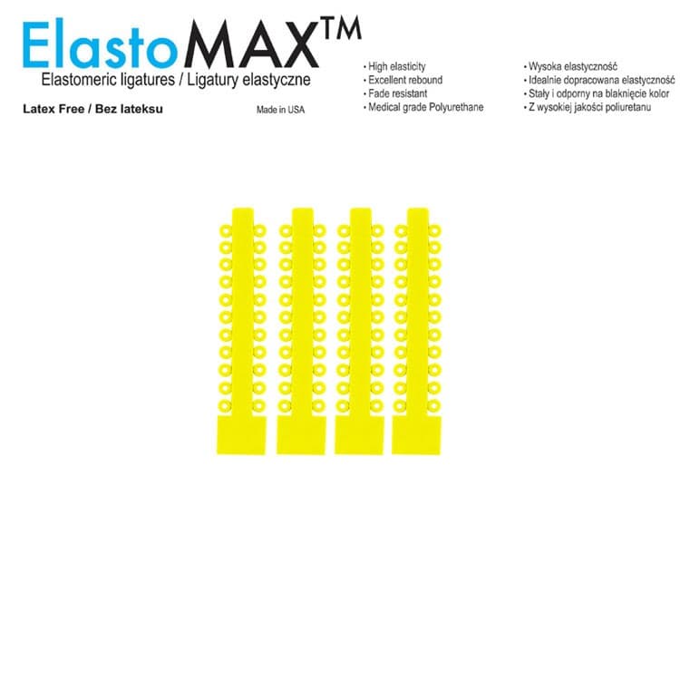 ElastoMax ligatures, latex free, flourescent yellow (1008 ligatures) – oficiali Falcon Medical produkto nuotrauka