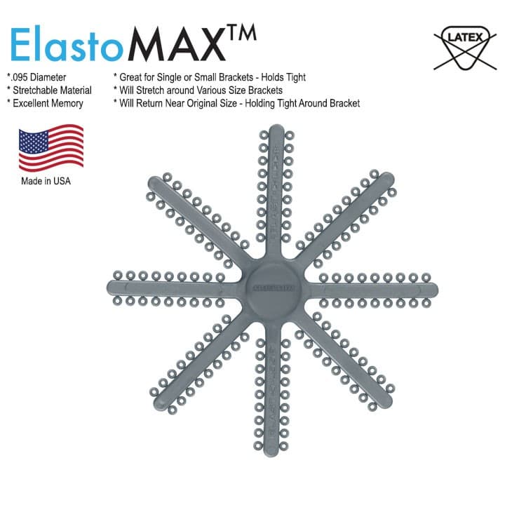 ElastoMax Mini ligatures, latex free, metallic silver (7 sticks, 1008 ligatures) – oficiali Falcon Medical produkto nuotrauka