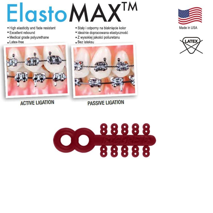 Figure 8 ligatures ties, latex free, red (200 ligatures) – oficiali Falcon Medical produkto nuotrauka