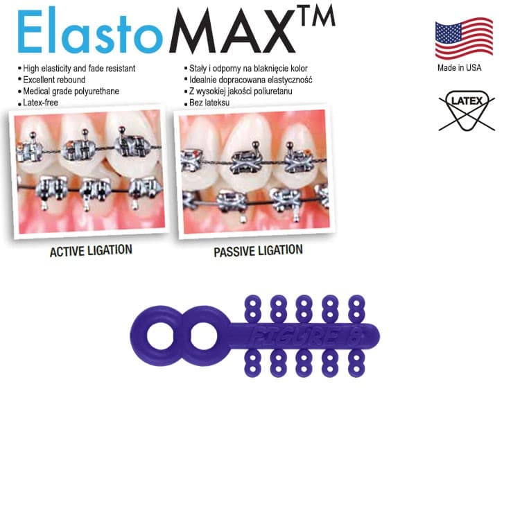 Figure 8 ligatures ties, latex free, purple (200 ligatures) – oficiali Falcon Medical produkto nuotrauka