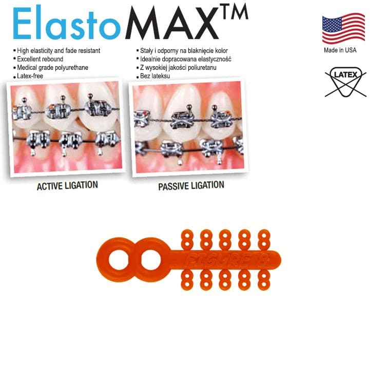 Figure 8 ligatures ties, latex free, orange (200 ligatures) – oficiali Falcon Medical produkto nuotrauka