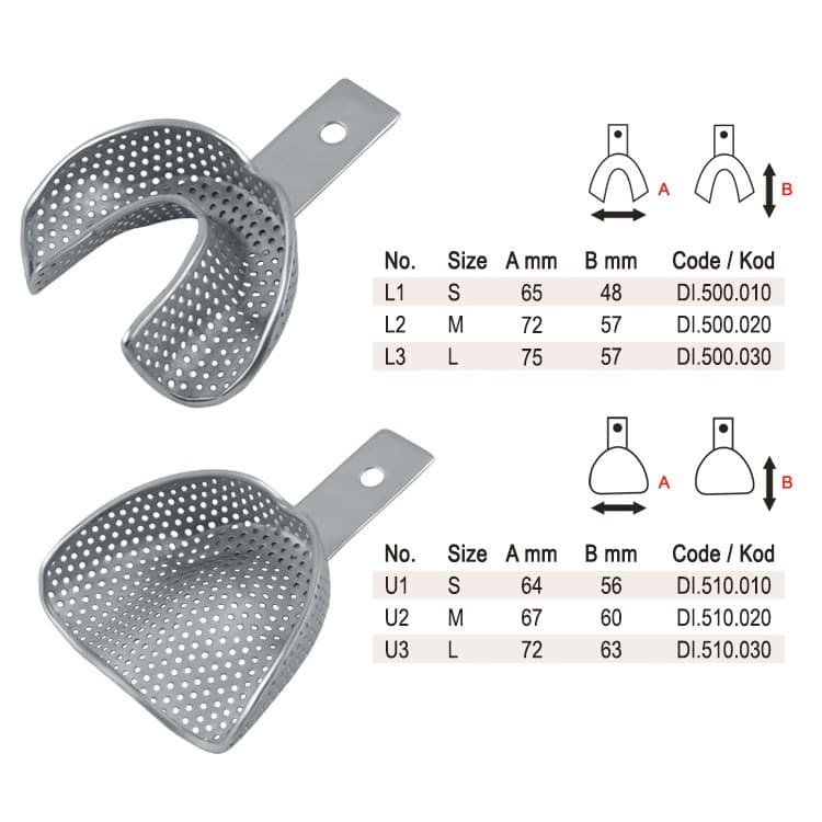 Impression trays anterior depressed set of 6 – oficiali Falcon Medical produkto nuotrauka