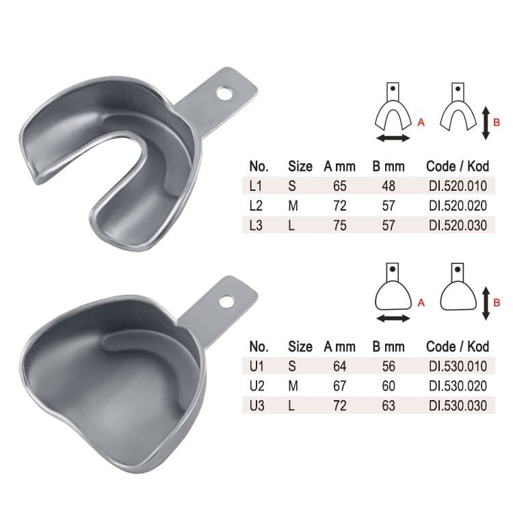 Impression trays anterior depressed set of 6 – oficiali Falcon Medical produkto nuotrauka