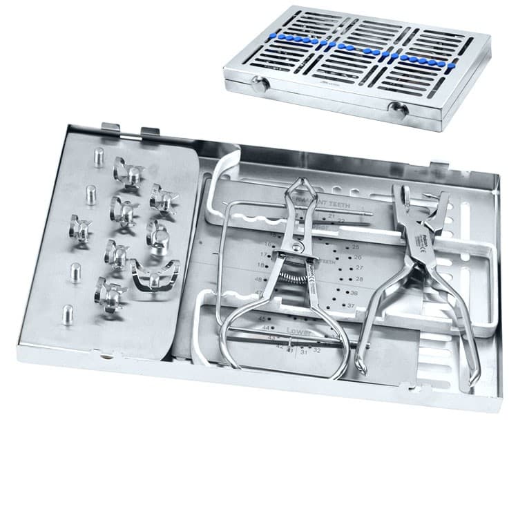 Rubber dam instruments set in tray fig 2 + Latex rubber dam medium 150x 150mm (Pack of 36 pieces) Mint – oficiali Falcon Medical produkto nuotrauka