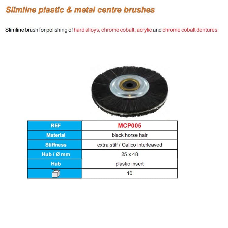 Slim line brush black horse hair, extra stiff , plastic insert Ø25x48mm – oficiali Falcon Medical produkto nuotrauka