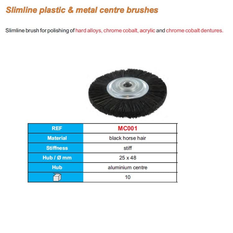 Slim line brush black horse hair, stiff , aluminium centre Ø25x48mm – oficiali Falcon Medical produkto nuotrauka