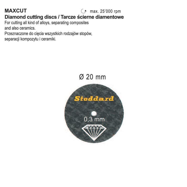 Diamond cutting disc Ø20mm x 0.3mm – oficiali Falcon Medical produkto nuotrauka