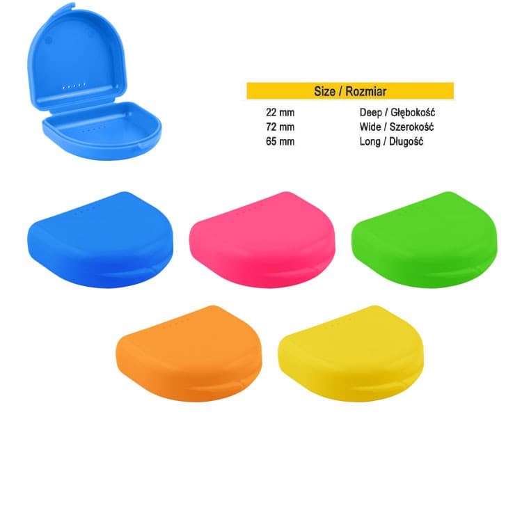 Retainer cases classic mini assorted colors 22 x 72 x 65mm (Pack of 15 pcs) – oficiali Falcon Medical produkto nuotrauka