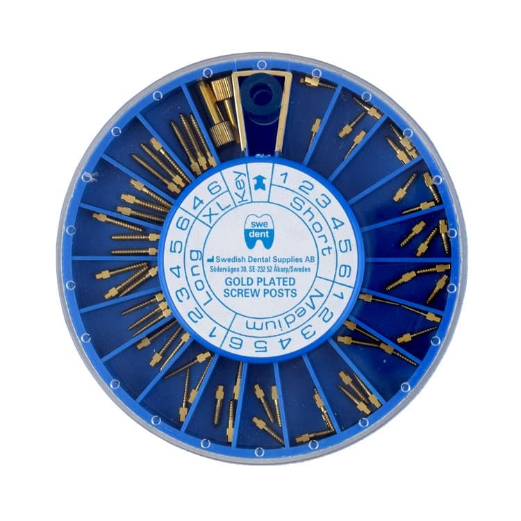 Gold screw posts assorted kit 60 pieces with post keys – oficiali Falcon Medical produkto nuotrauka