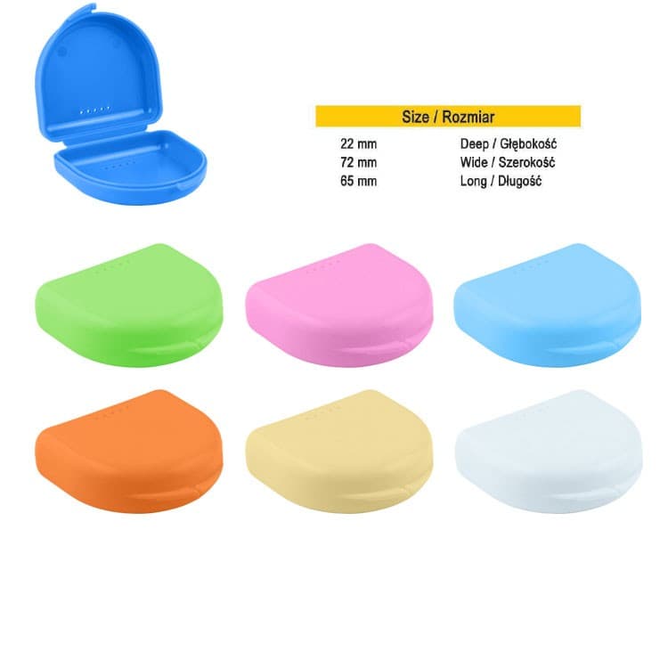 Retainer cases classic mini assorted colors 22 x 72 x 65mm (Pack of 12 pcs) – oficiali Falcon Medical produkto nuotrauka