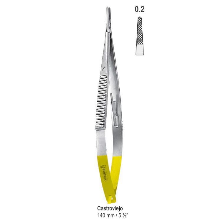 Falcon-Grip Needle holder Castroviejo straight. 140mm TC – oficiali Falcon Medical produkto nuotrauka