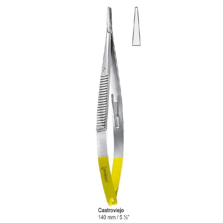 Falcon-Grip Needle holder Castroviejo straight. 140mm TC smooth – oficiali Falcon Medical produkto nuotrauka