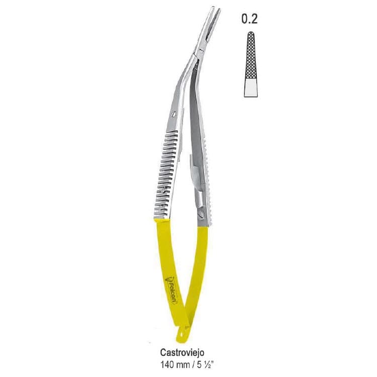 Falcon-Grip Needle holder Castroviejo angled 140mm TC – oficiali Falcon Medical produkto nuotrauka