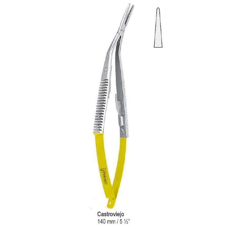 Falcon-Grip Needle holder Castroviejo angled 140mm TC smooth – oficiali Falcon Medical produkto nuotrauka