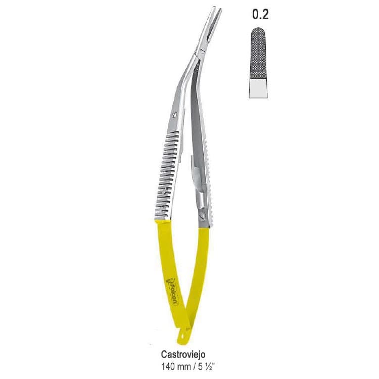 Falcon-Grip Needle holder Castroviejo angled 140mm TC – oficiali Falcon Medical produkto nuotrauka