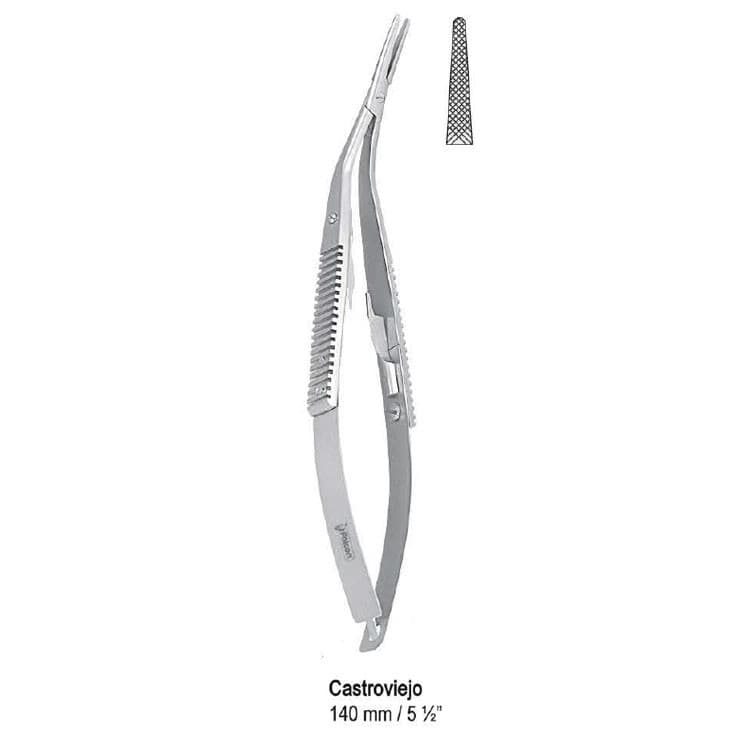 Needle holder Castroviejo angled 140mm – oficiali Falcon Medical produkto nuotrauka