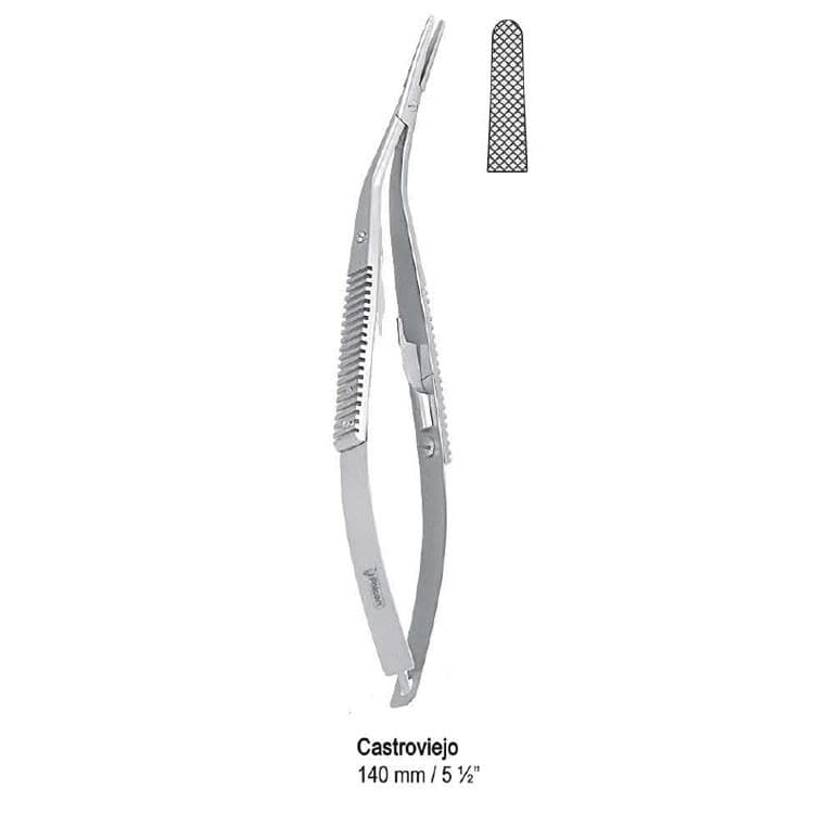 Needle holder Castroviejo angled 140mm – oficiali Falcon Medical produkto nuotrauka
