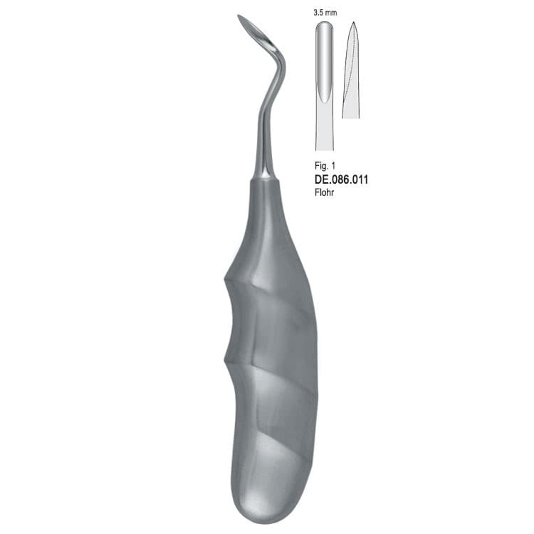 Elevator Flohr straight anatomical handle fig. 1 – oficiali Falcon Medical produkto nuotrauka
