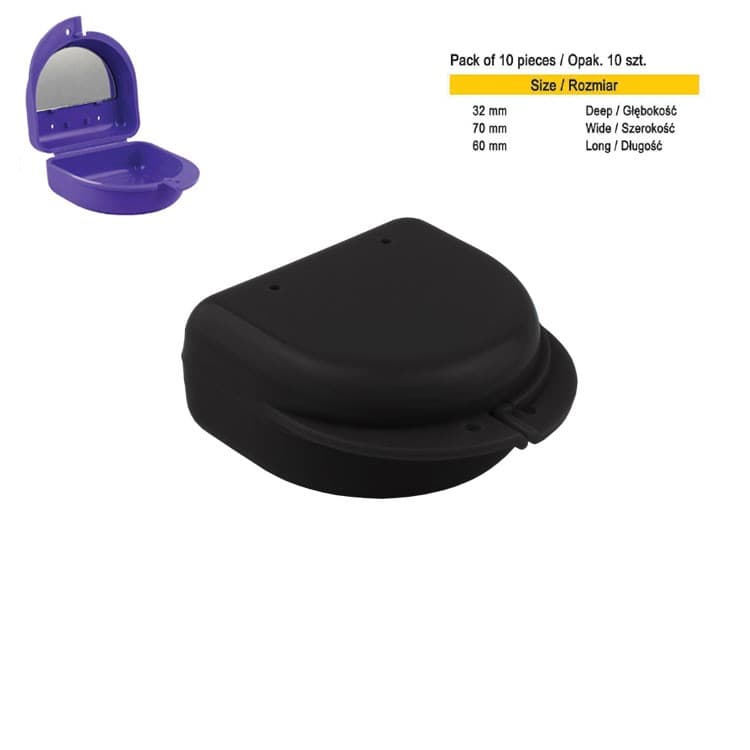 Retainer cases classic with mirror midi black (Pack of 10 pieces) – oficiali Falcon Medical produkto nuotrauka