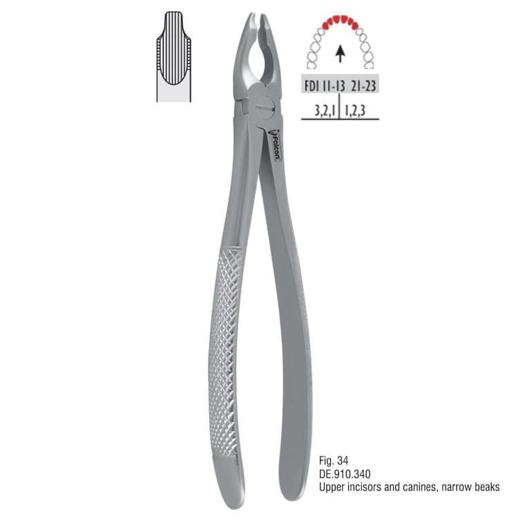 Atramatic extraction forceps notched beaks fig. 34 – oficiali Falcon Medical produkto nuotrauka